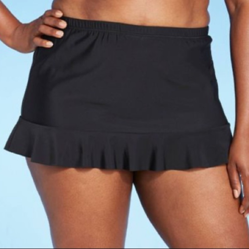 Aqua Green Women's Ruffle Swim Skirt Black